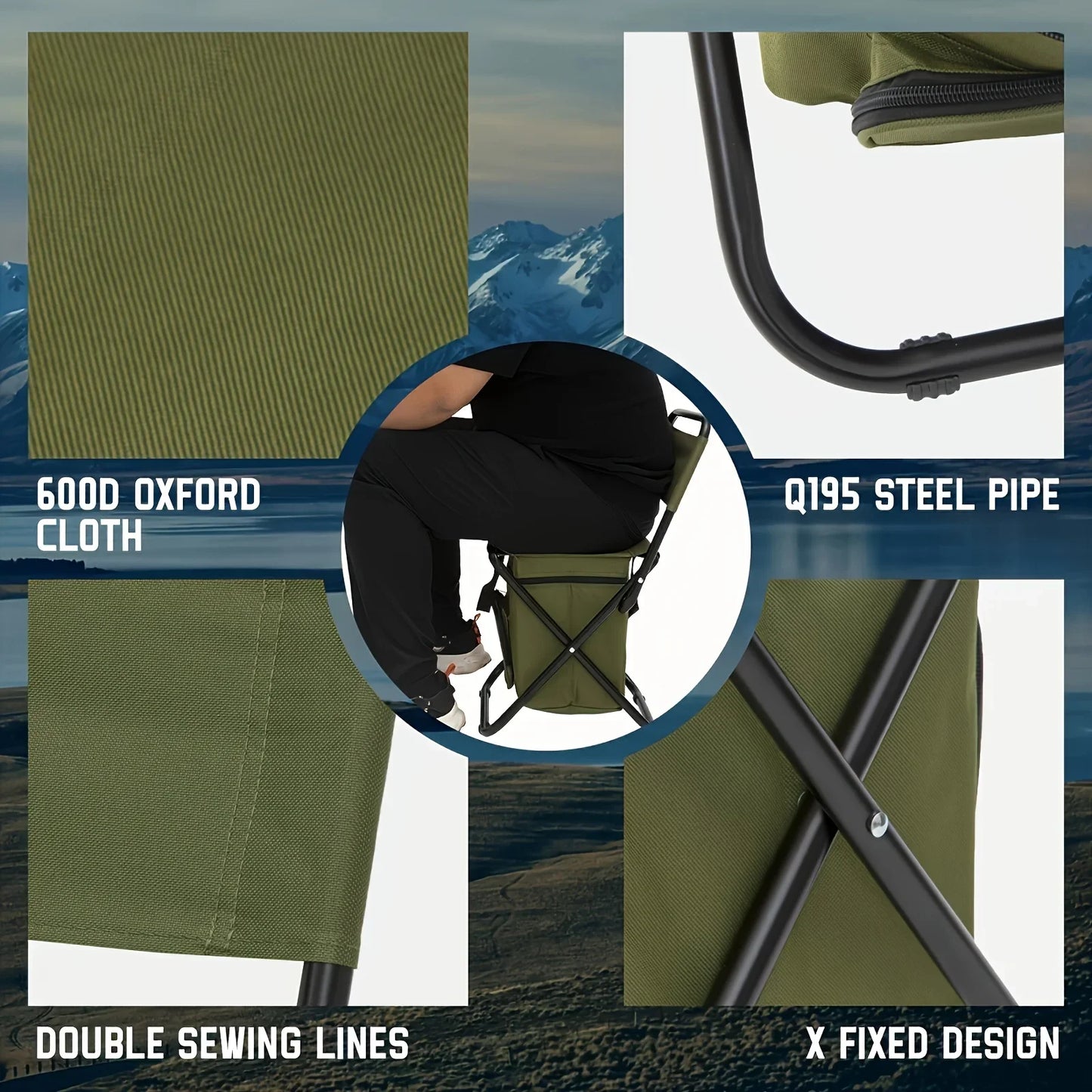 Fundango Foldable Fishing Chair With Backrest Lightweight