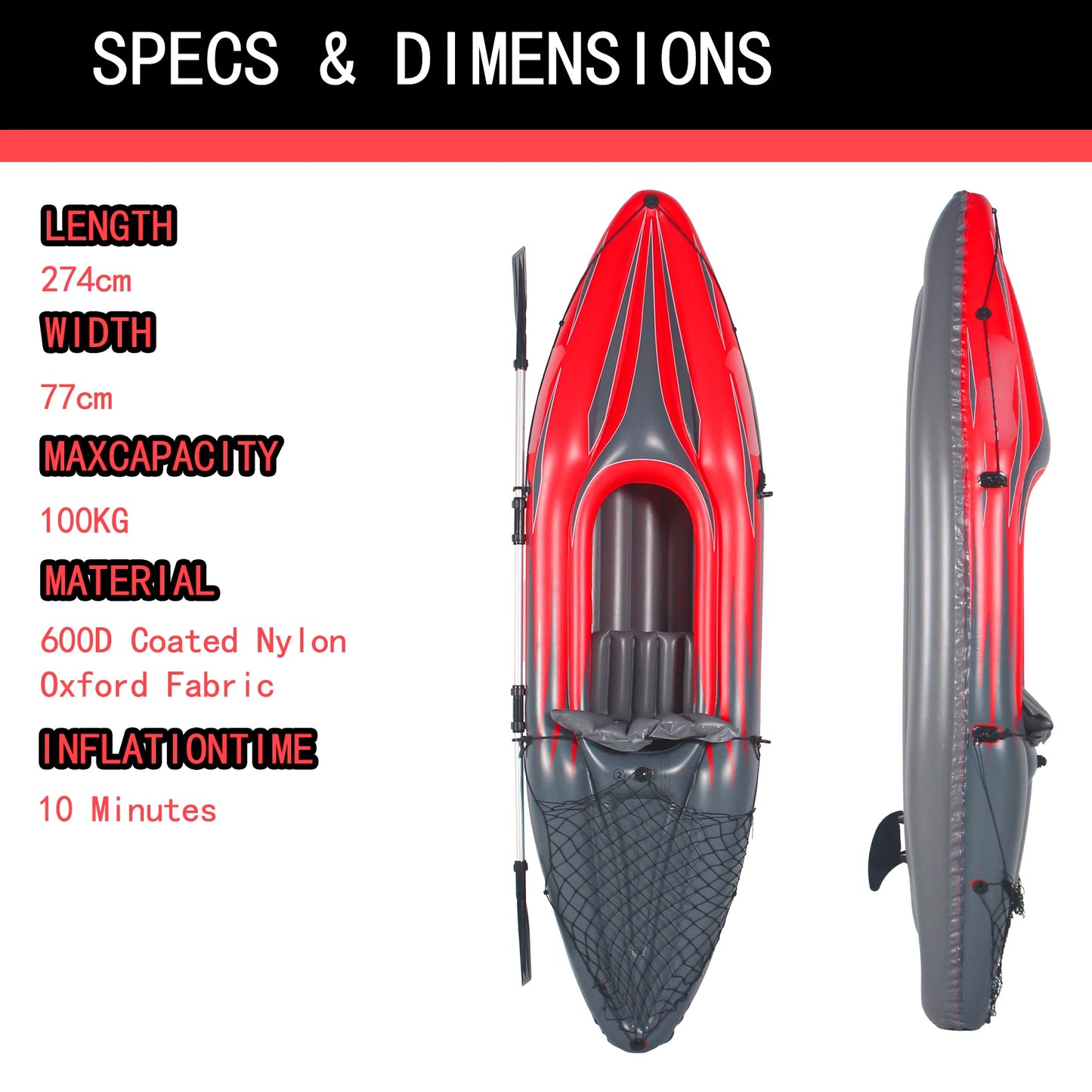 HHSJZWCY Kayak Inflatable One Person Fishing Boat For Lakes