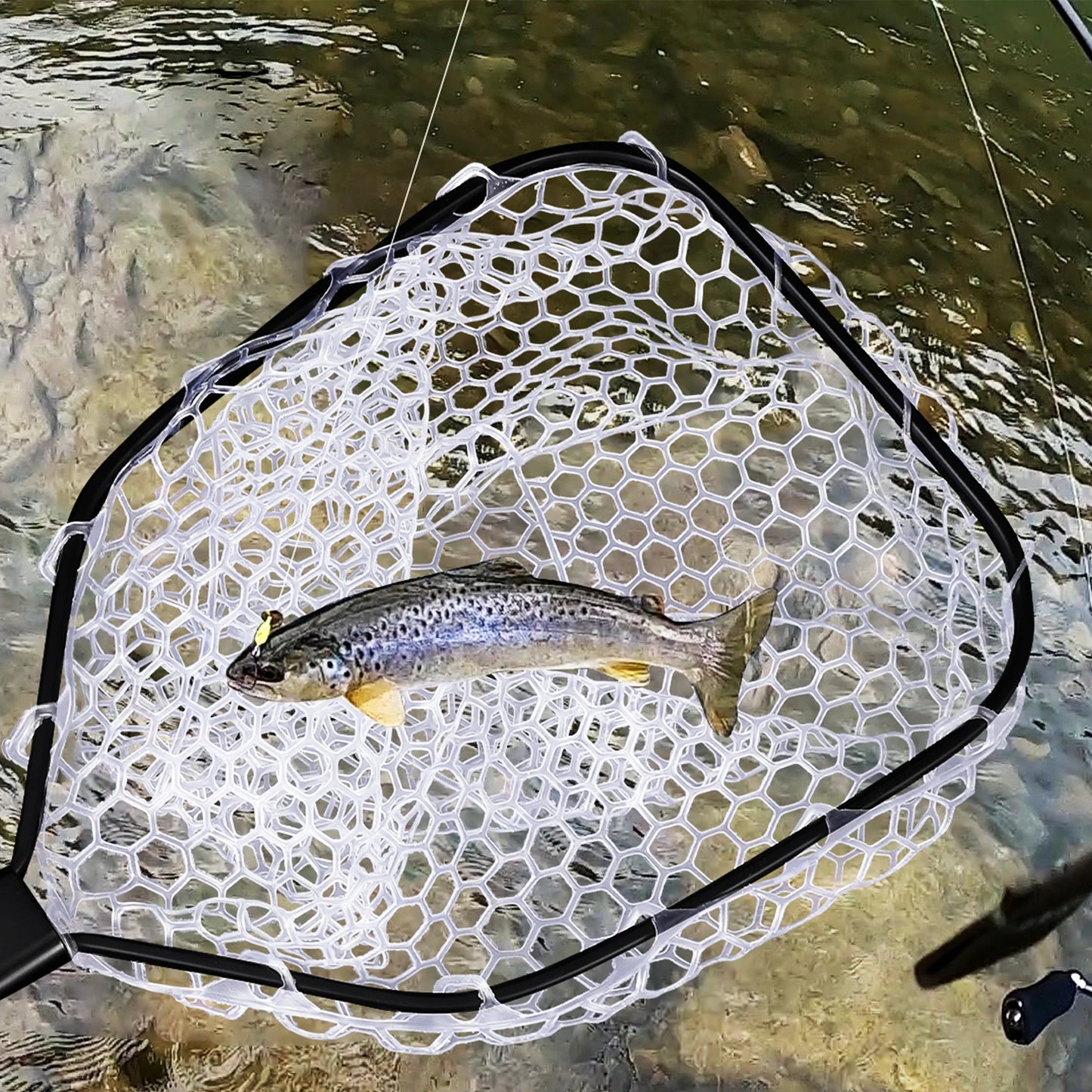 Hipicute Foldable Trout Landing Net With Soft Rubber Mesh