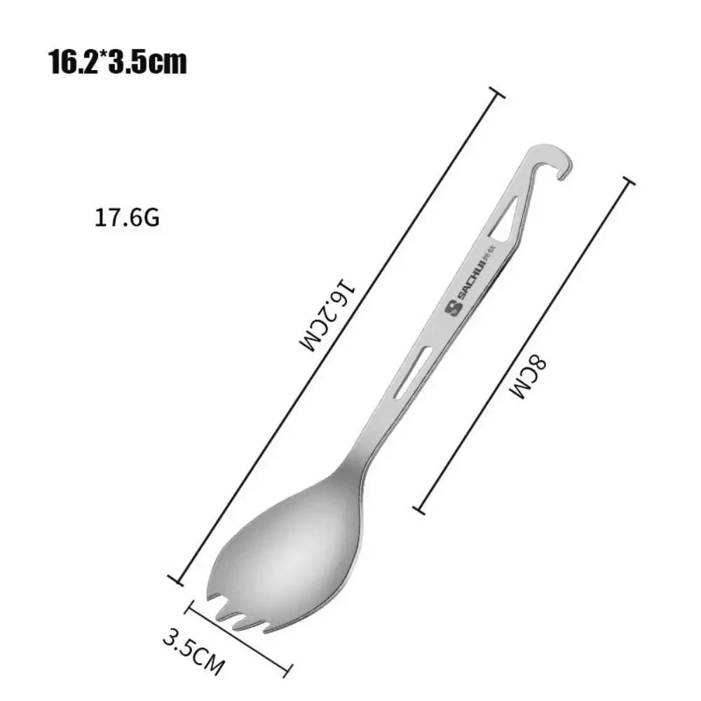 Lightweight Titanium Long Handle Spoon Fork For Camping EDC