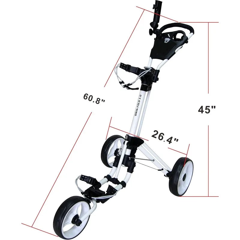 YTYIN Golf Push Cart 3 Wheel With Foot Brake Foldable