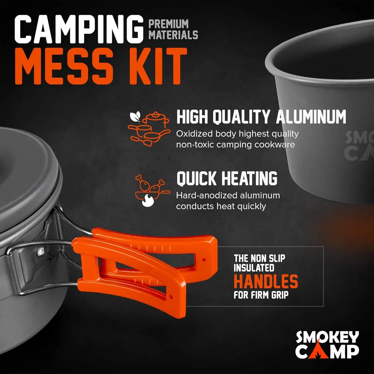 Camping Cookware Mess Kit All In One Nonstick Stove Set