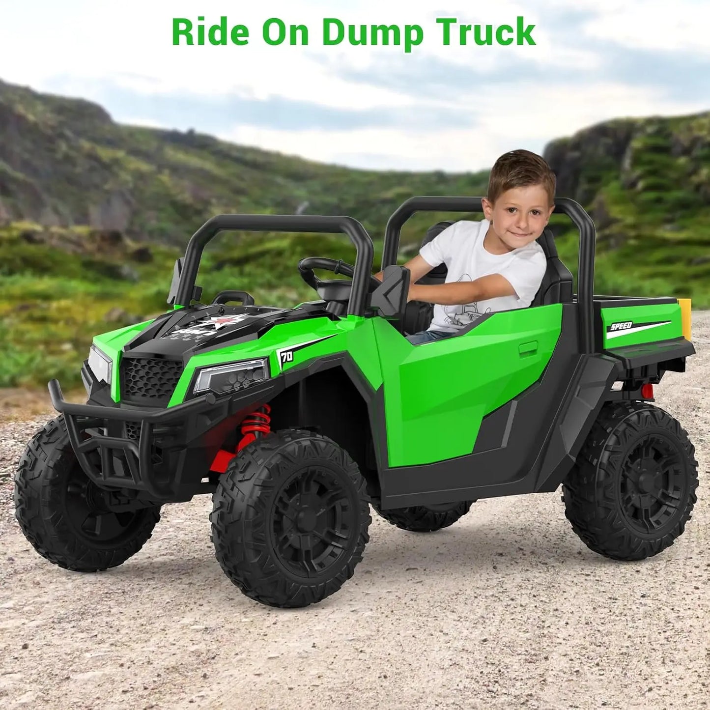 HiMISSE 24V Ride On Dump Truck Remote Control Four Wheel