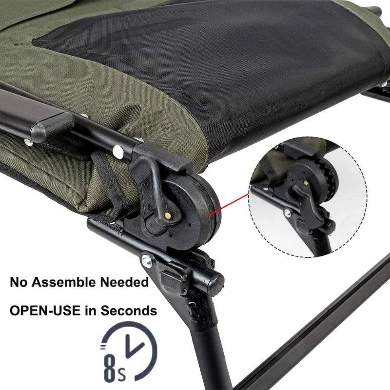 YTYIN Heavy Duty Fishing Chair With Adjustable Backrest