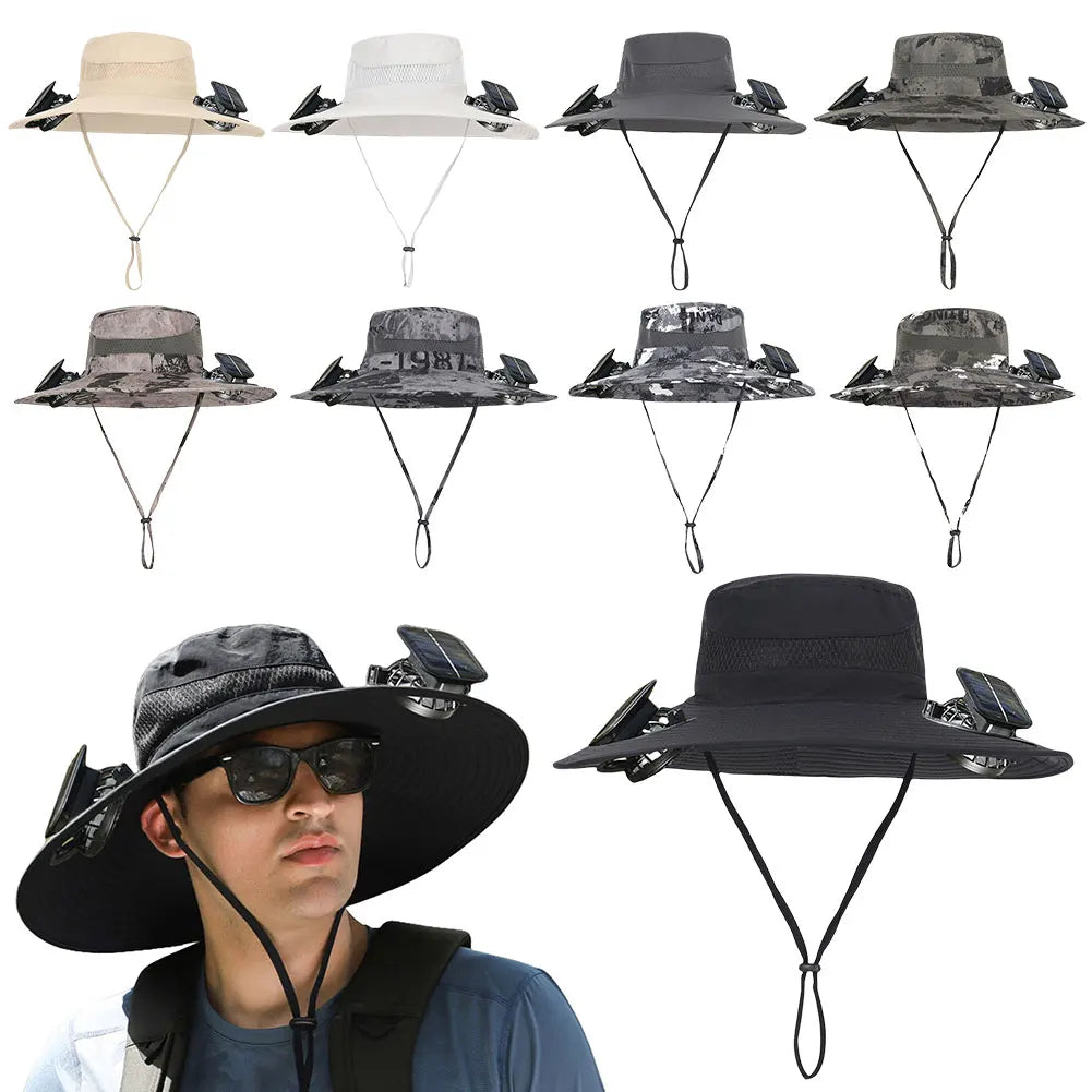 Guangdong Solar Fan Wide Brim Outdoor Fishing Sun Hat USB