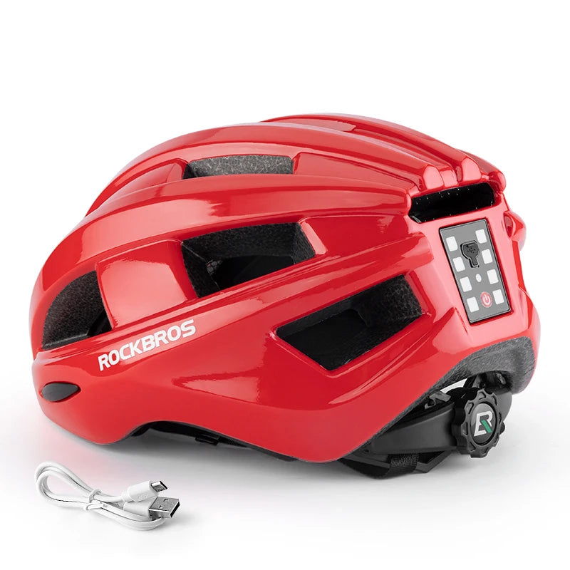 ROCKBROS USB Rear Light Cycling Helmet Integrated Safety