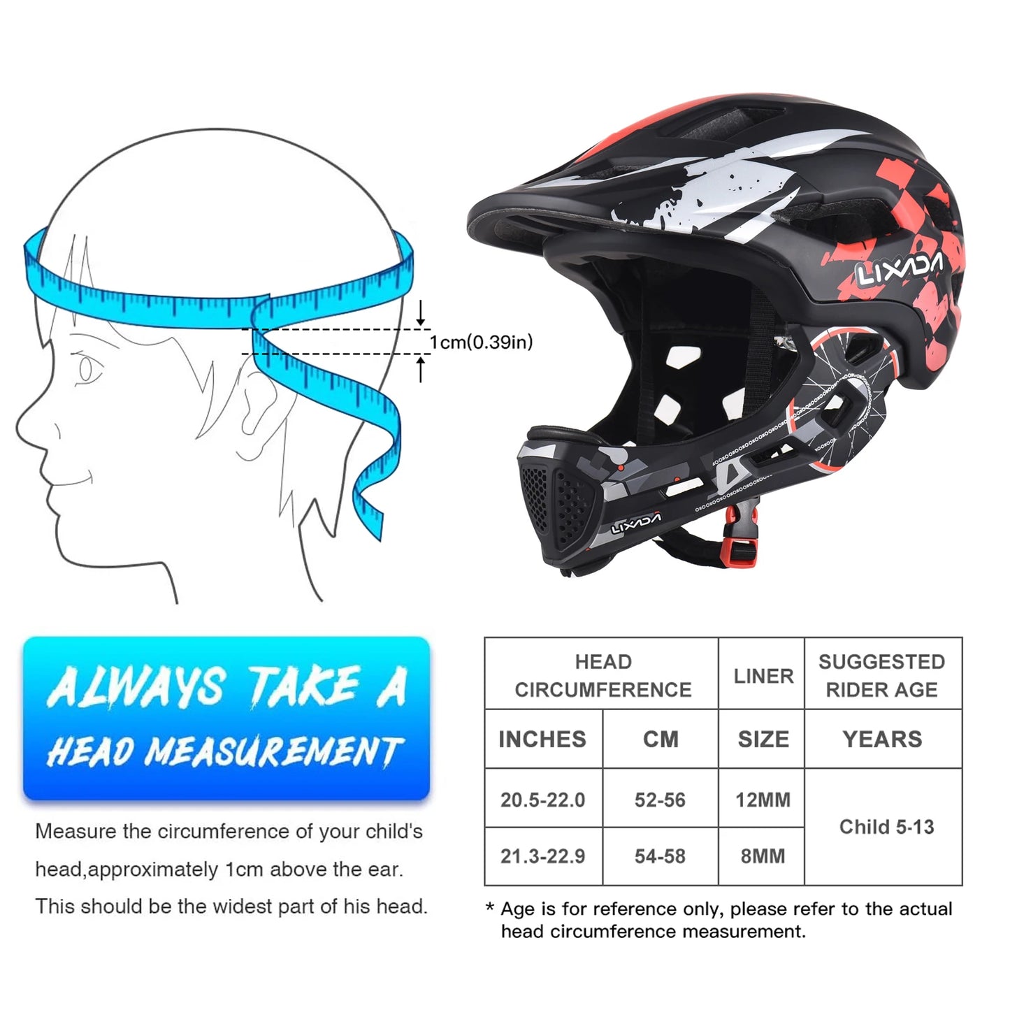Kids Detachable Full Face Bicycle Helmet