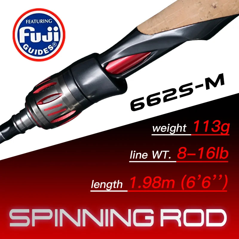 SeaSir Carbon Spinning Casting Fishing Rod With Fuji Guides