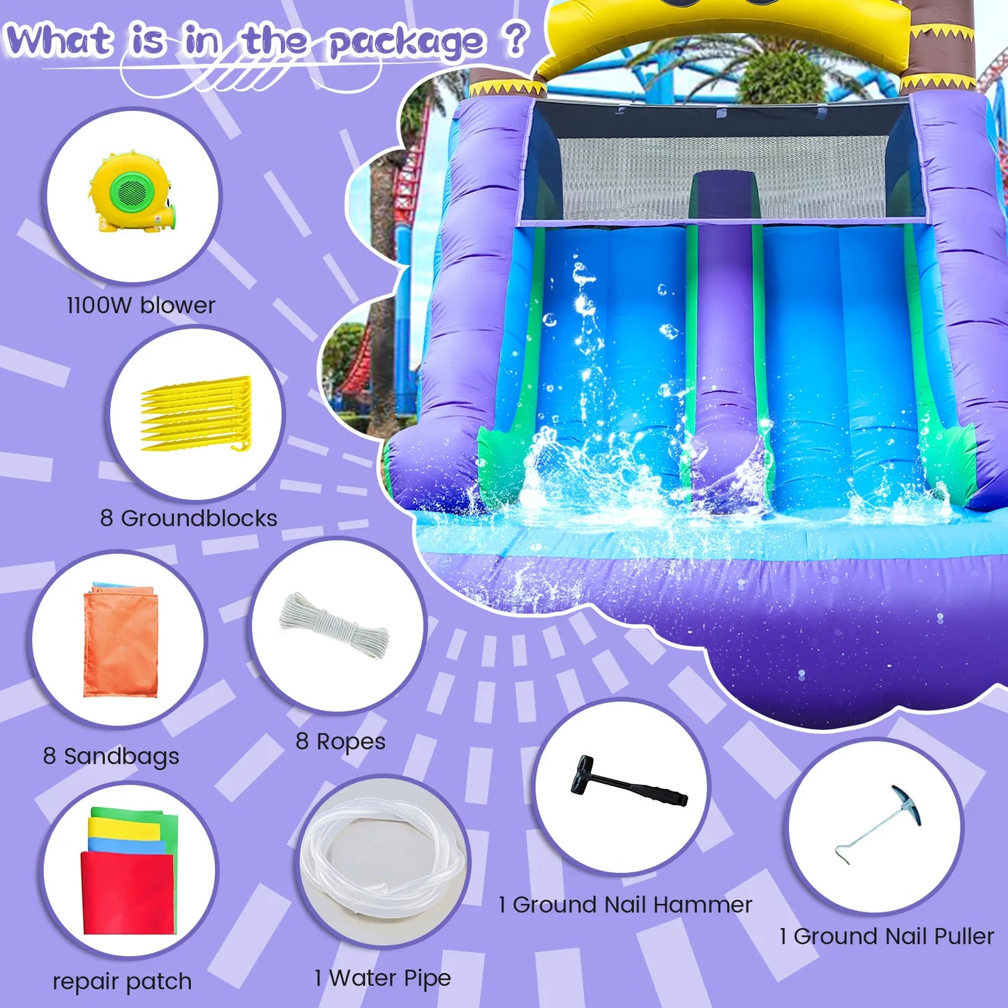RTS Inflatable Double Water Slide Park Outdoor Play For Kids