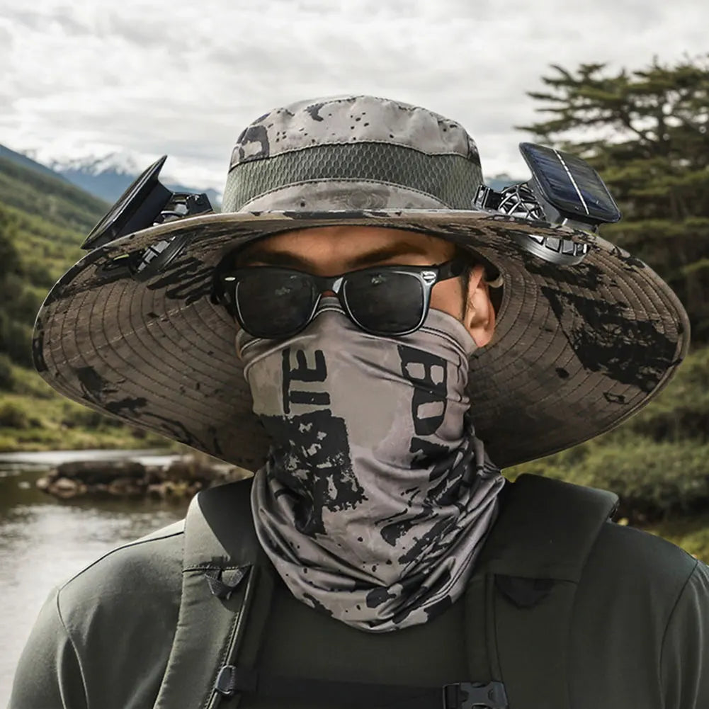 Guangdong Solar Fan Wide Brim Outdoor Fishing Sun Hat USB