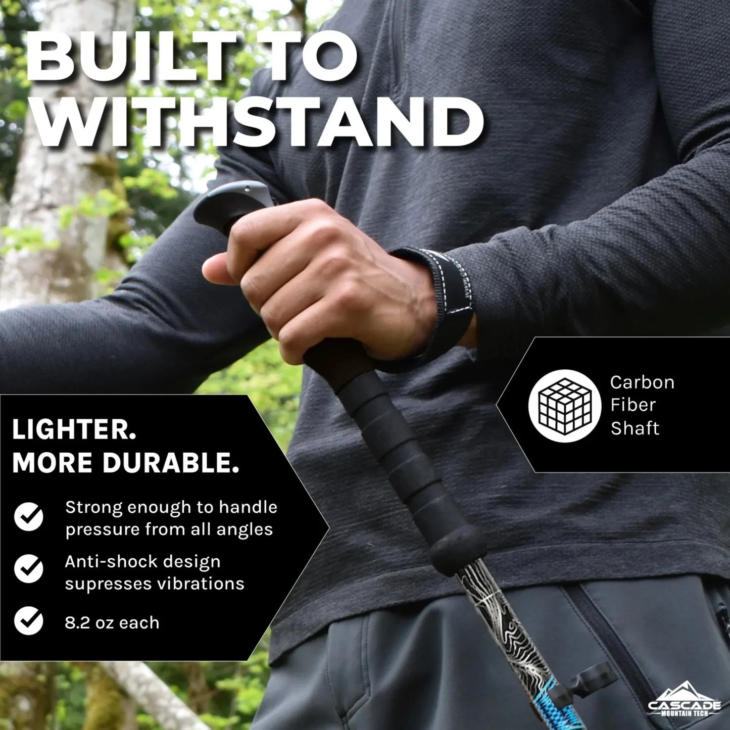 Pro Gear Carbon Fiber Trekking Poles With EVA Grip Elite