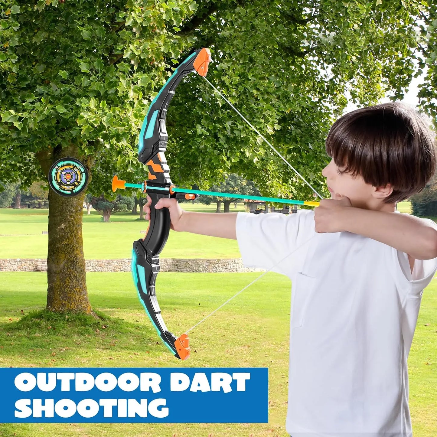 Joyfy LED Light Up Kids Bow and Arrow Set With Suction Cup Arrows Outdoor Play Gift