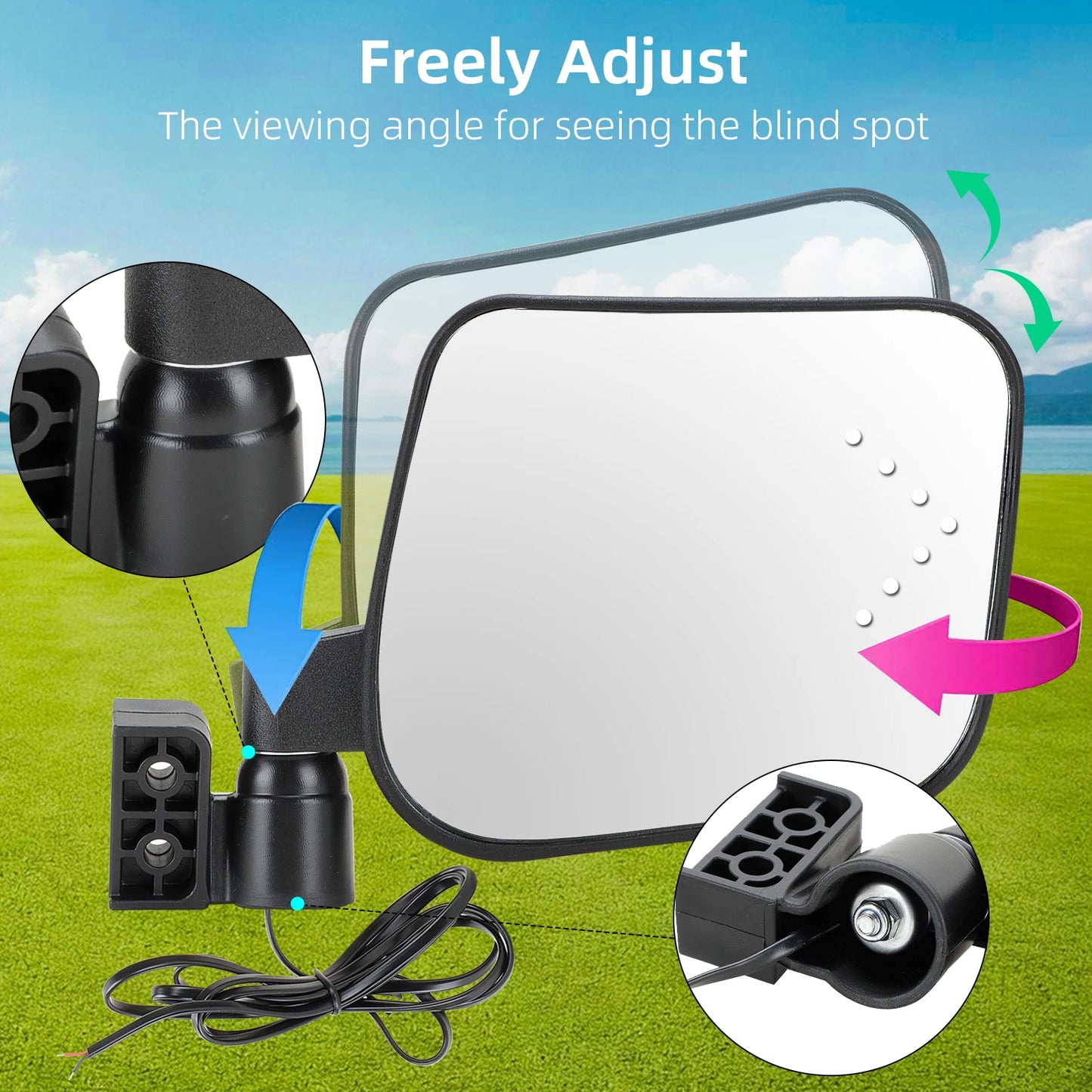 Roykaw Golf Cart Side Mirrors With Turn Signals For EZGO