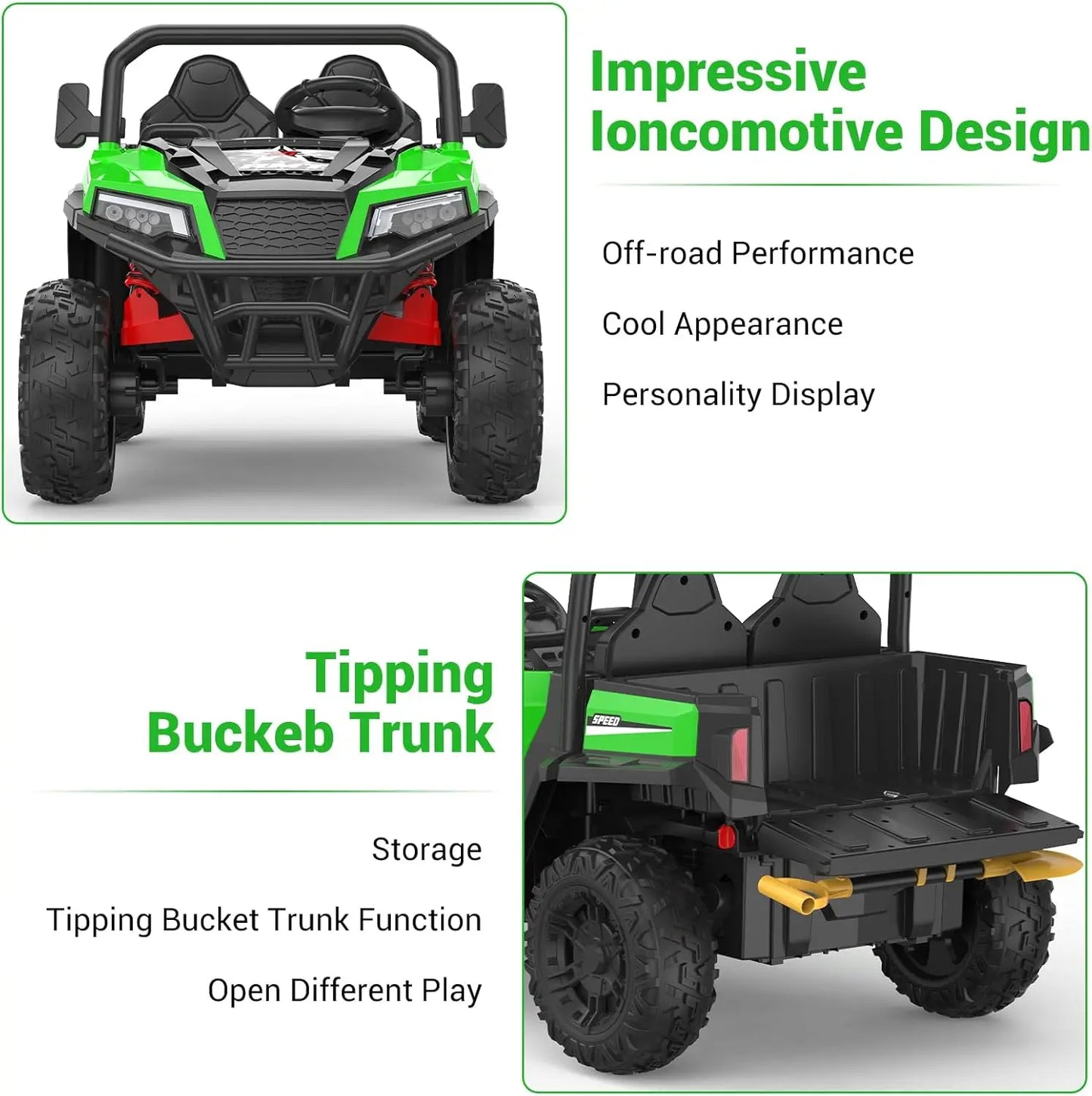 HiMISSE 24V Ride On Dump Truck Remote Control Four Wheel