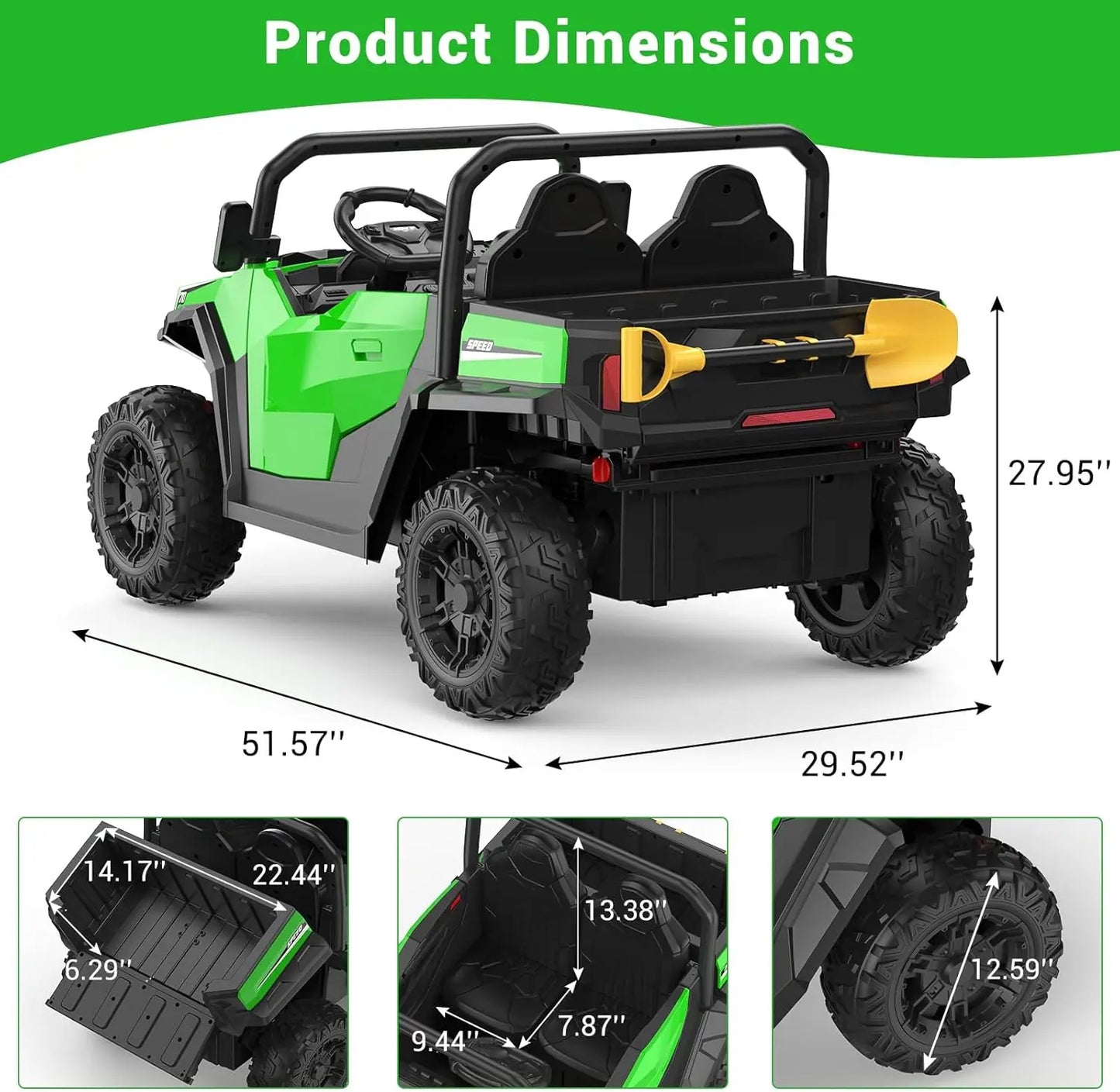 HiMISSE 24V Ride On Dump Truck Remote Control Four Wheel