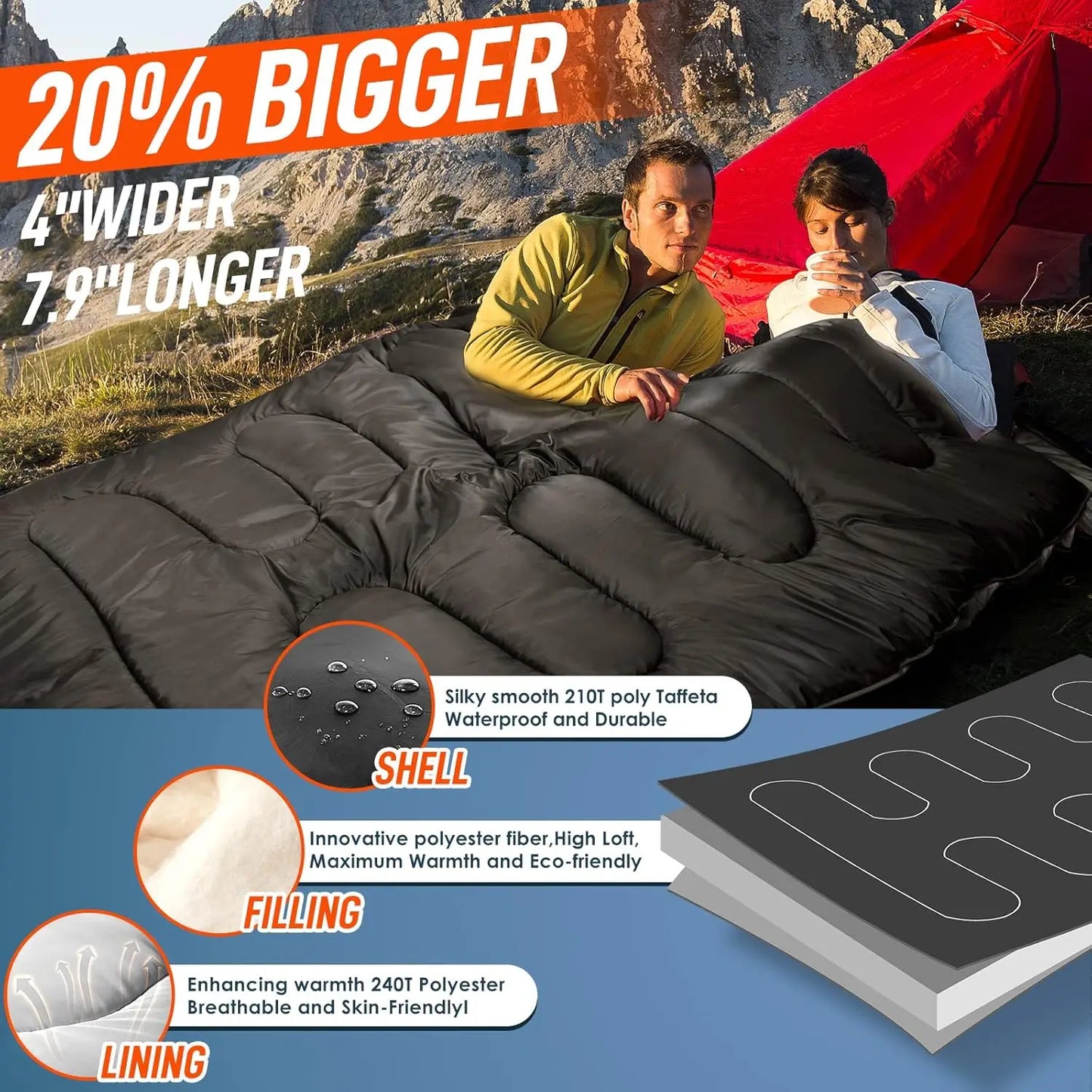 Guangdong Double Adult Sleeping Bag For Camping All Season