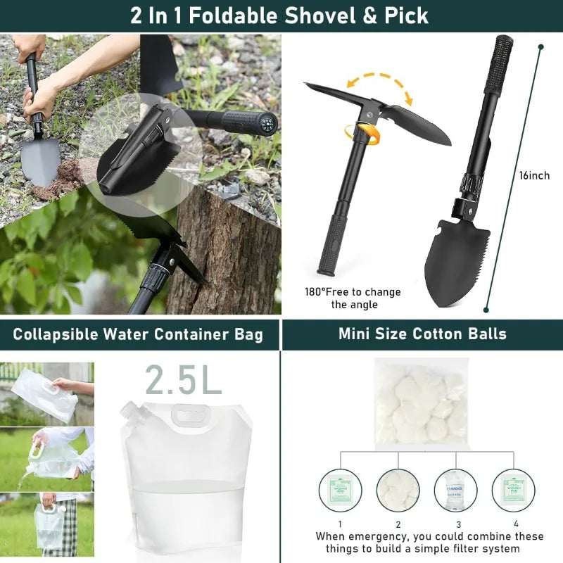 Survival Gear Kit With First Aid And Tools