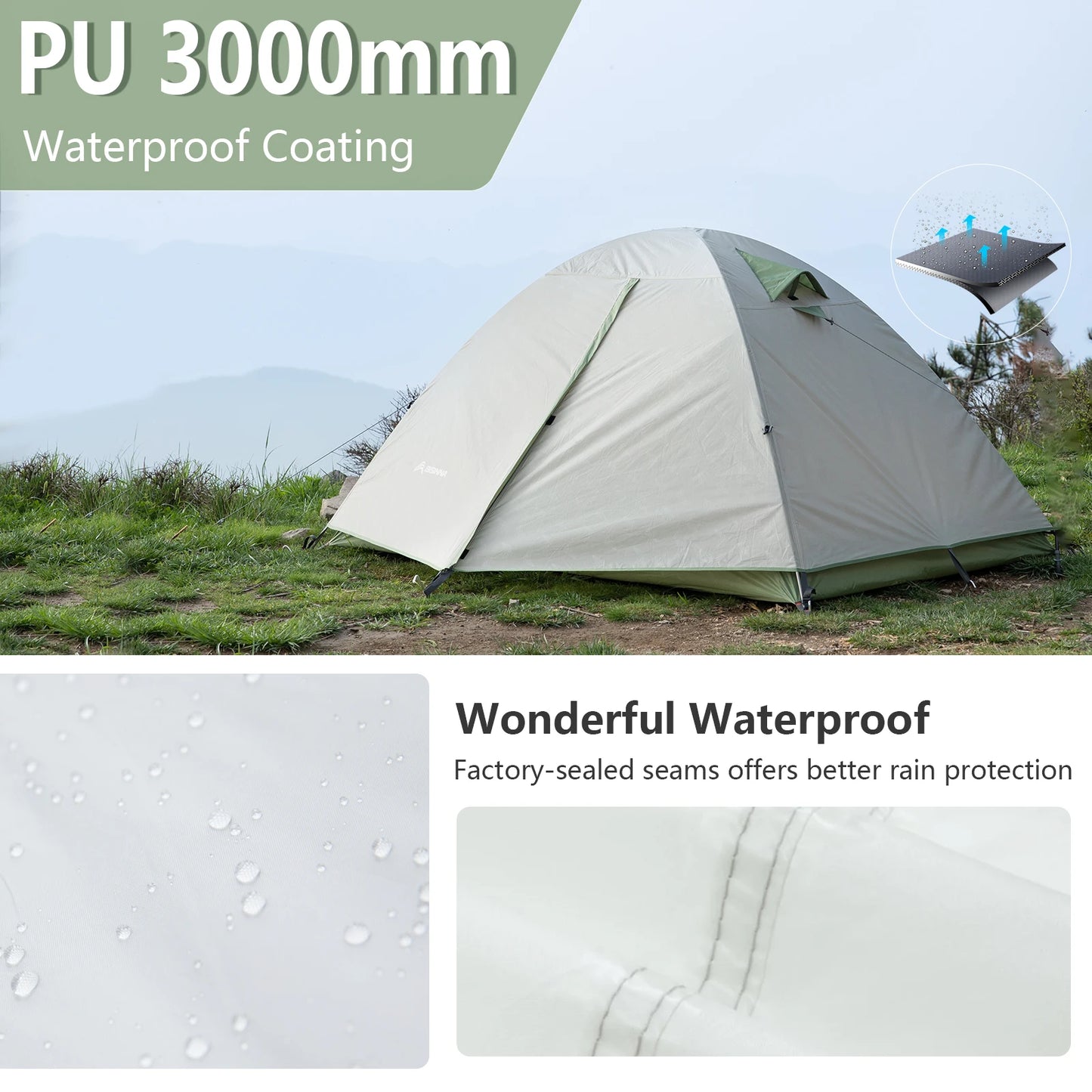BISINNA Ultralight Camping Tent Waterproof Portable Shelter