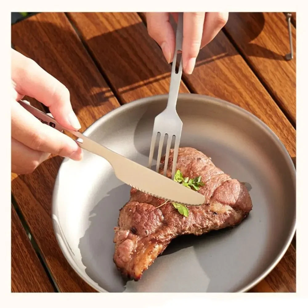 Lightweight Titanium Long Handle Spoon Fork For Camping EDC