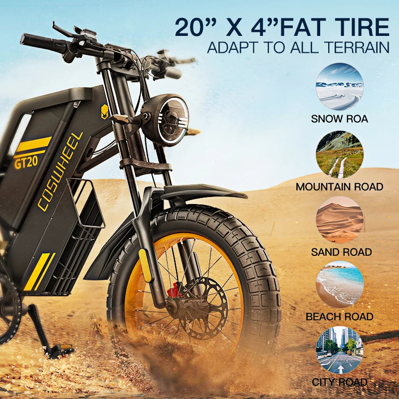 Coswheel Electric Off Road Fat Tire Mountain Ebike Pro