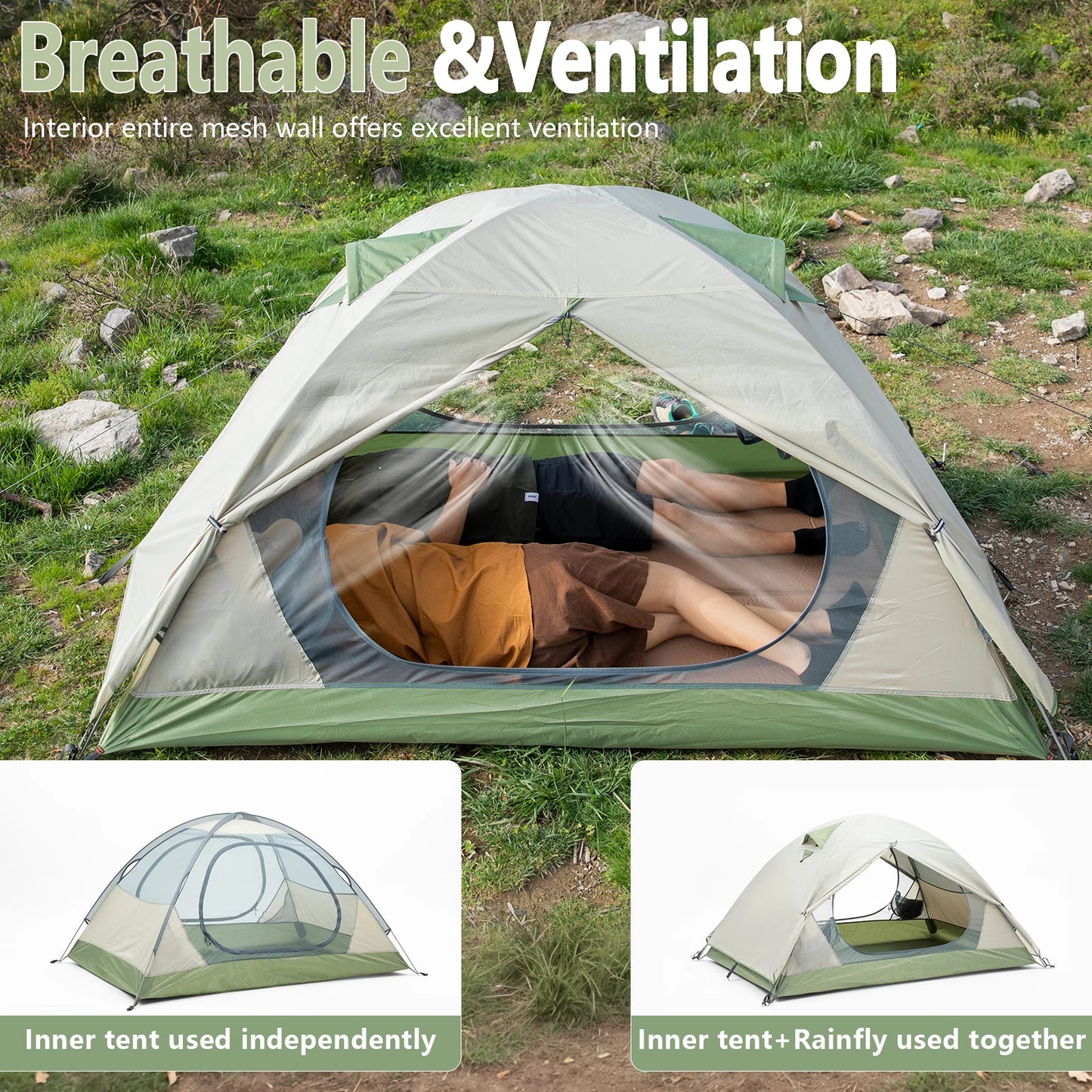 BISINNA Ultralight Camping Tent Waterproof Portable Shelter