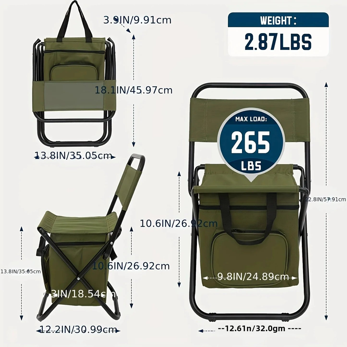 Fundango Foldable Fishing Chair With Backrest Lightweight