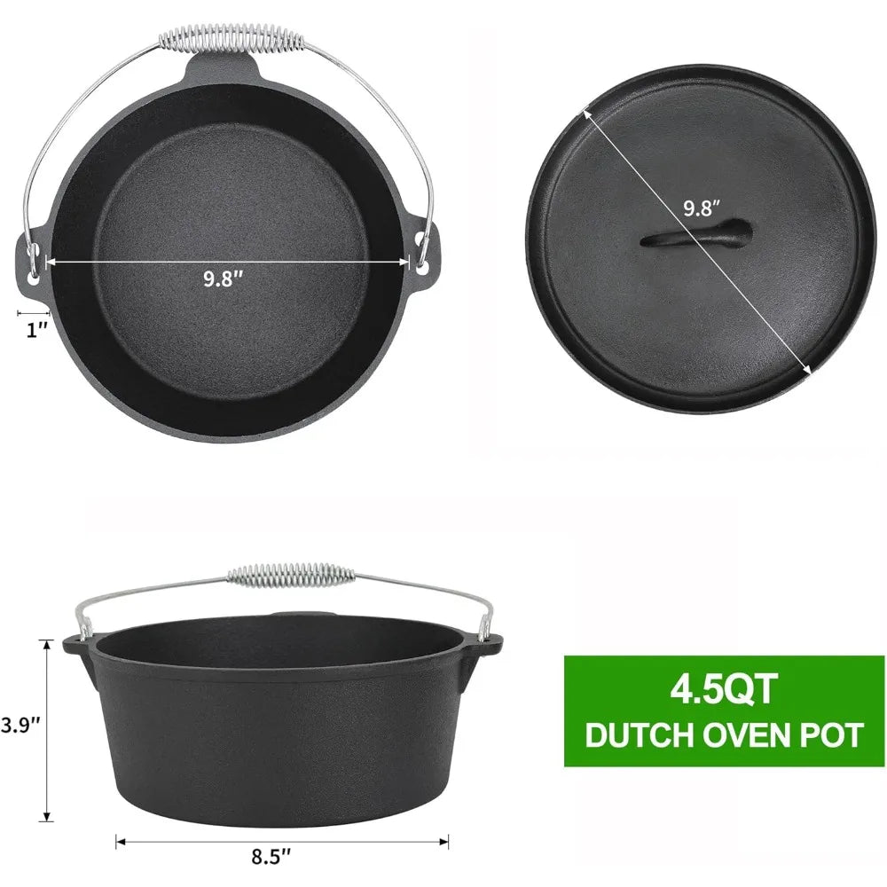 YTYINH Cast Iron 8 Piece Camping Cookware Set With Box