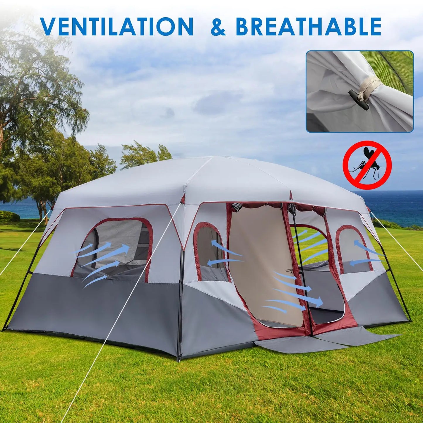 Pro Gear Family Cabin Tent Shelter With Storage Pockets