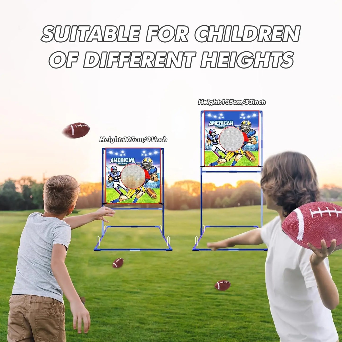 VATOS Rugby Toss Target Game Featuring Four Inflatable Footballs Indoors