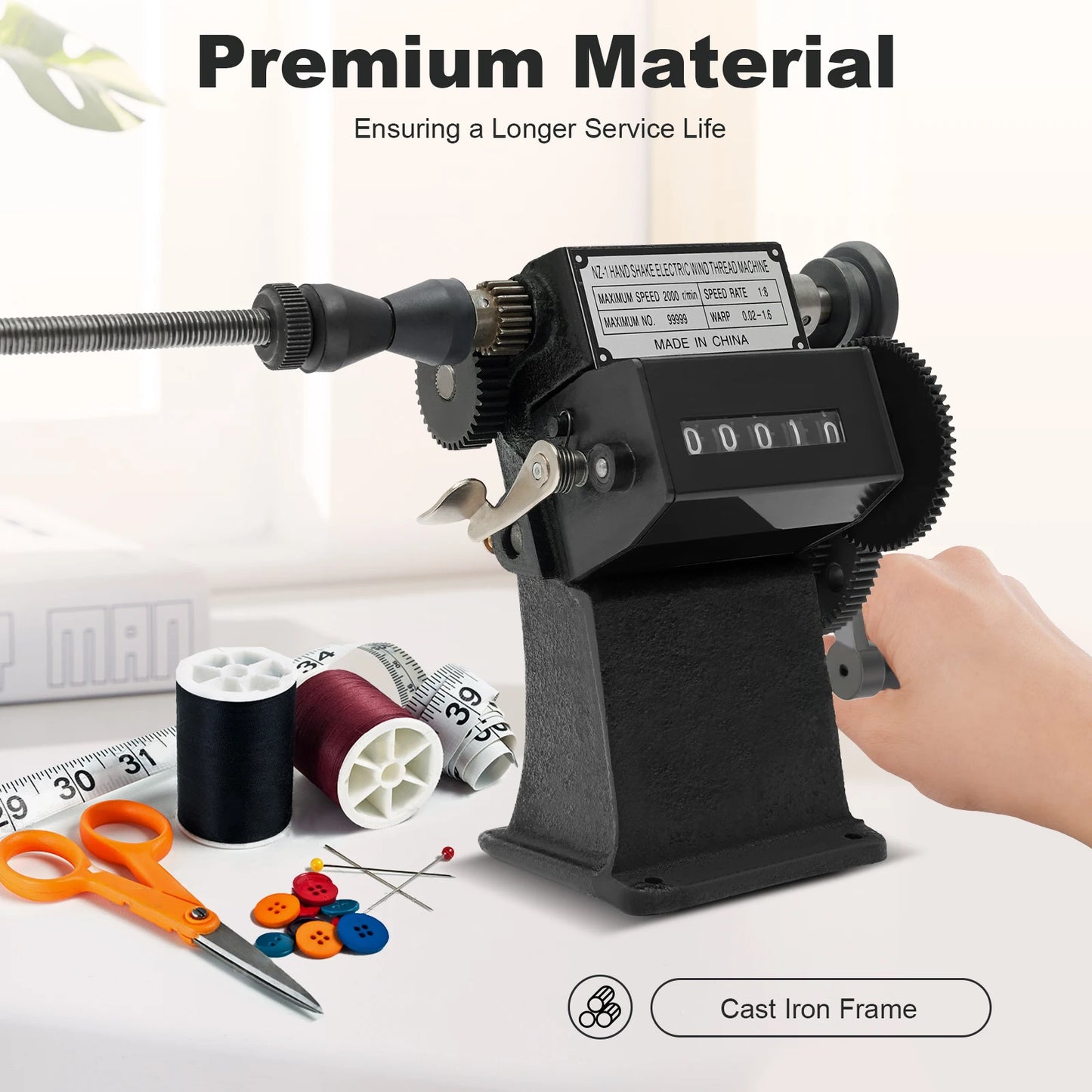 Fishing Line Spooler With Counting Machine Cast Iron