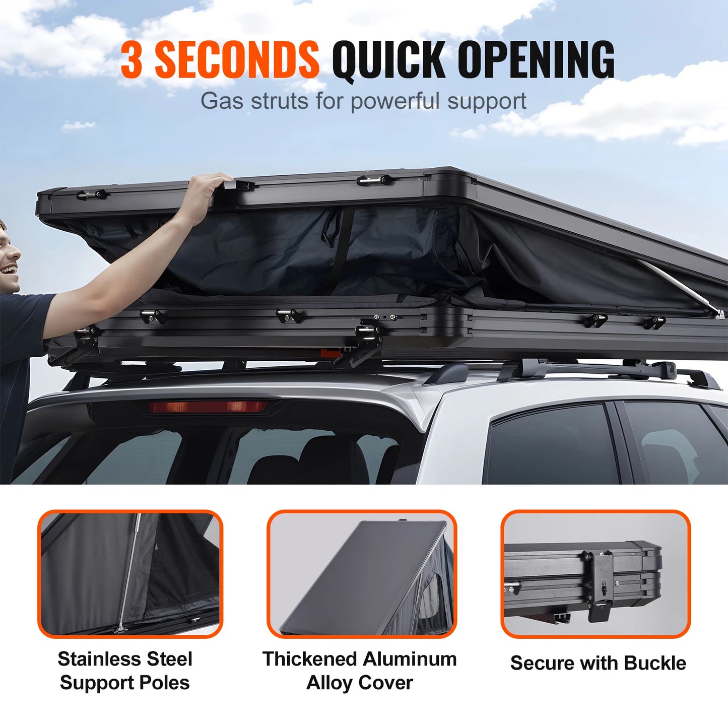 SucceBuy Rooftop Tent Hardshell Waterproof For SUVs