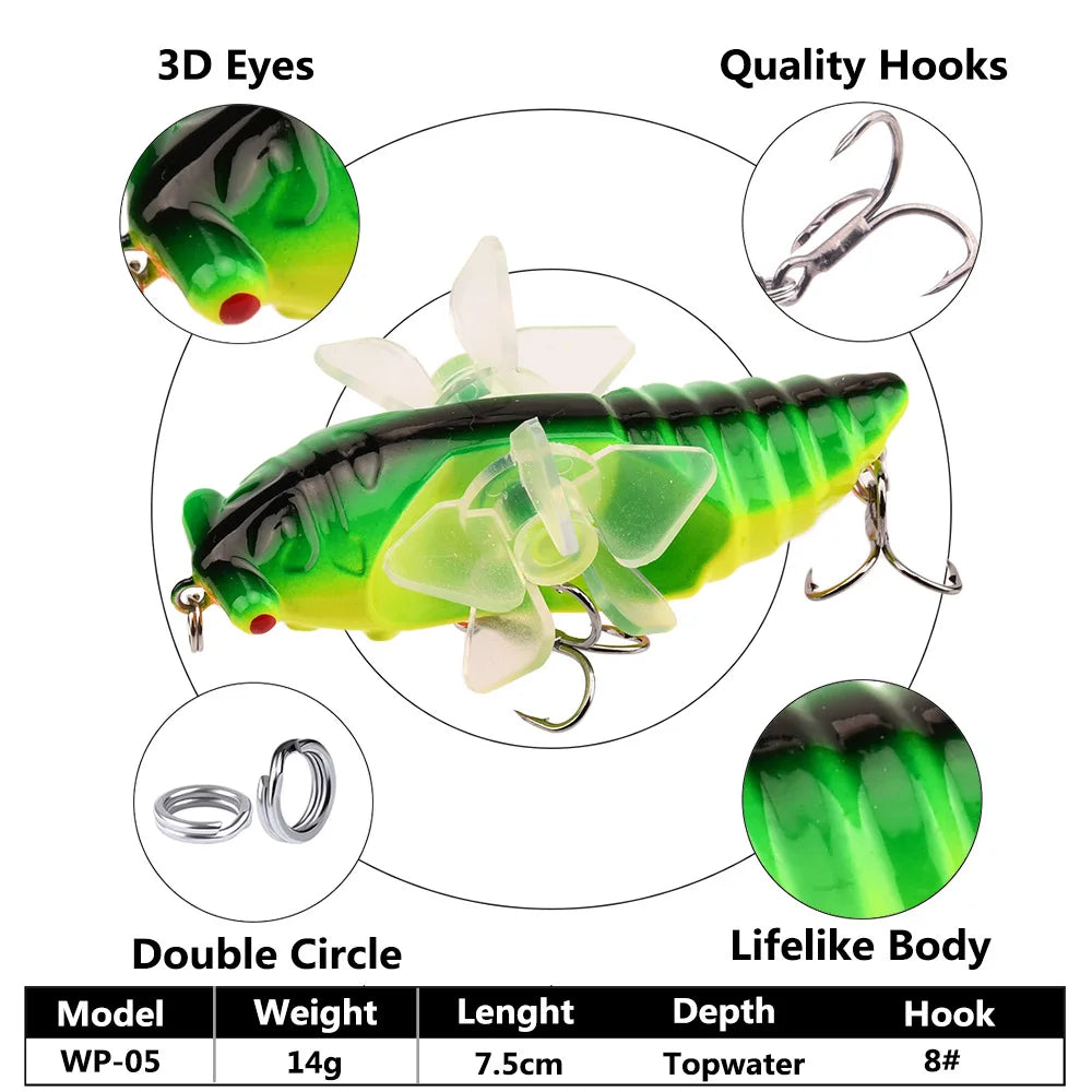 Popper Spin Fishing Lure Floating Hard Bait For Bass