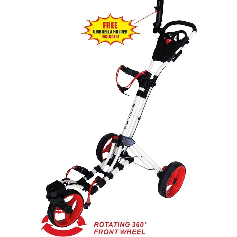 YTYIN Golf Push Cart 3 Wheel With 360 Front Wheel Folding
