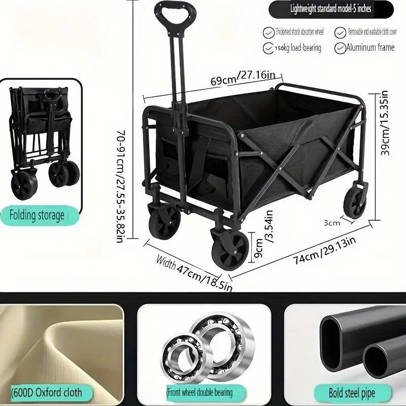 AUKYGGU Collapsible Folding Utility Beach Cart Wagon