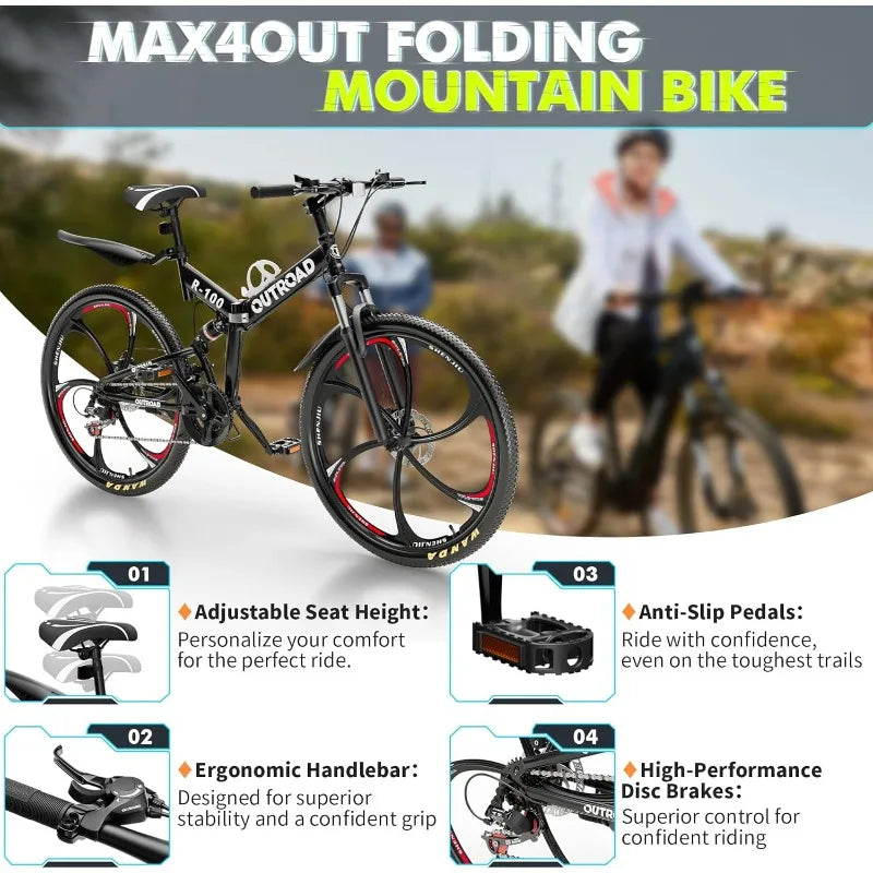 YTYINF Full Suspension Mountain Bike Dual Disc Brakes