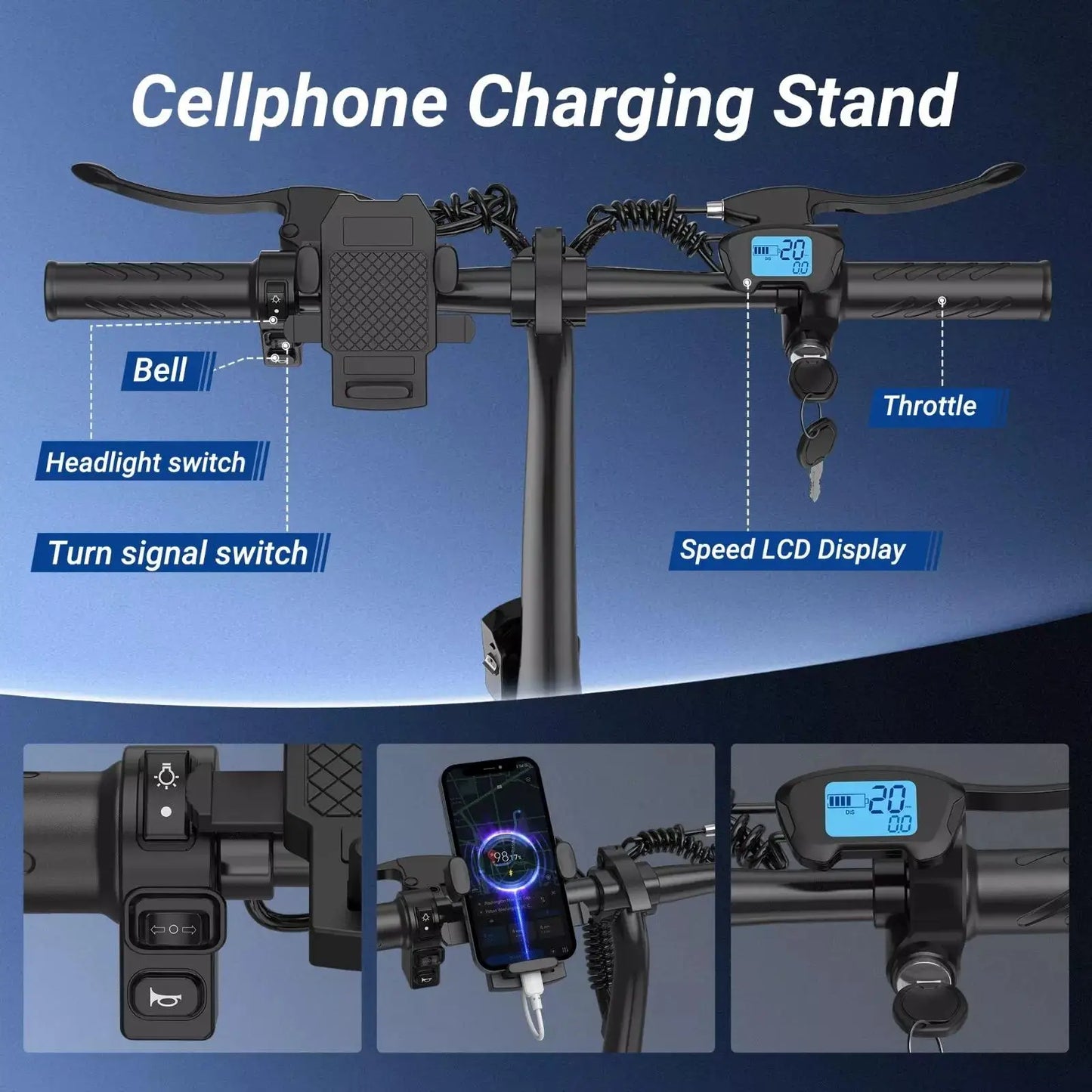 AOVOPRO Foldable Electric Bike 500W 48V Dual Seat Ebike