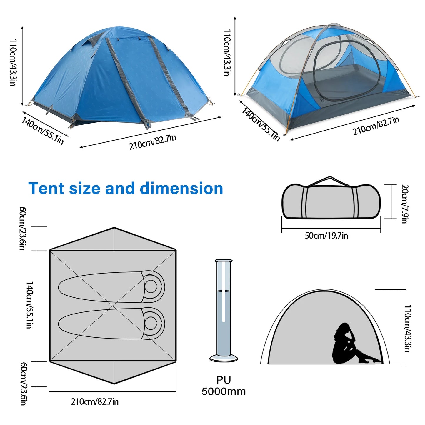 BISINNA Two Person Camping Tent Ultralight Waterproof