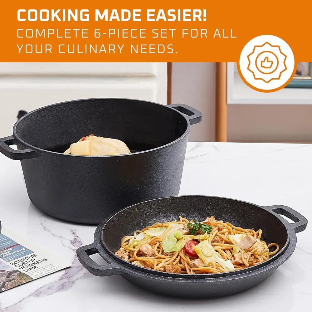 YTYINH Cast Iron Skillet And Square Baking Pan With Lid