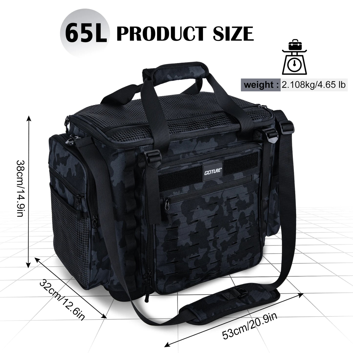 Goture Fishing Tackle Backpack With Rod Holder Waterproof