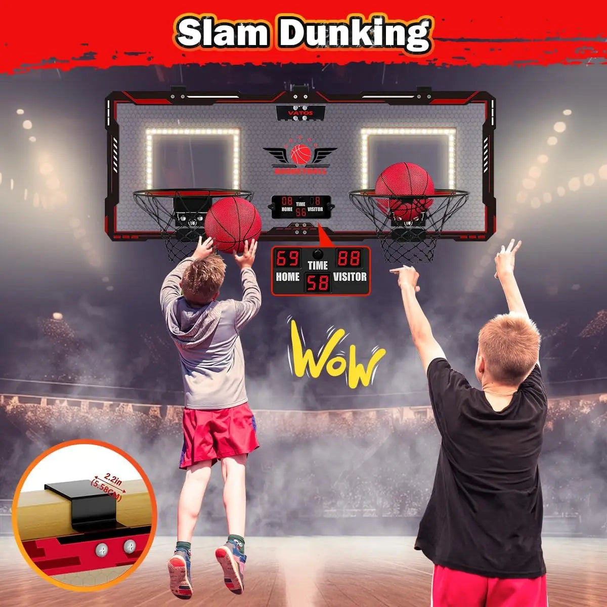 VATOS Dual Indoor Outdoor Mini Basketball Hoop Set With Scoreboard