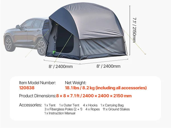 Pro Gear Sporting Goods SucceBuy SUV Tent Camping Waterproof