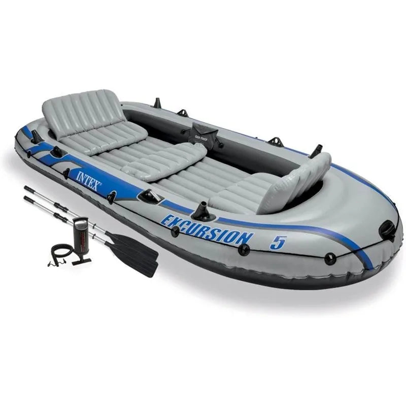 YTYIN Inflatable Fishing Raft Boat Set With Oars Pump Mount