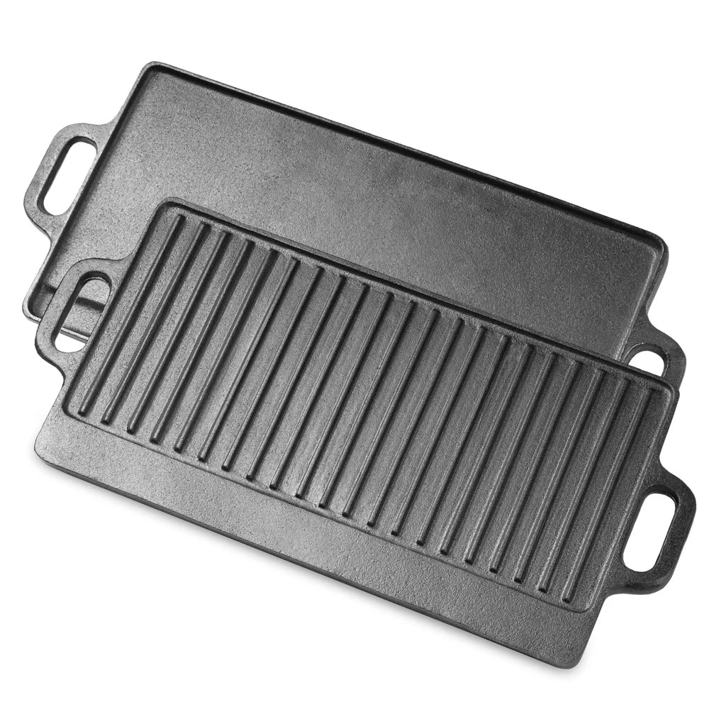 Reversible Cast Iron Griddle Double Burner Nonstick