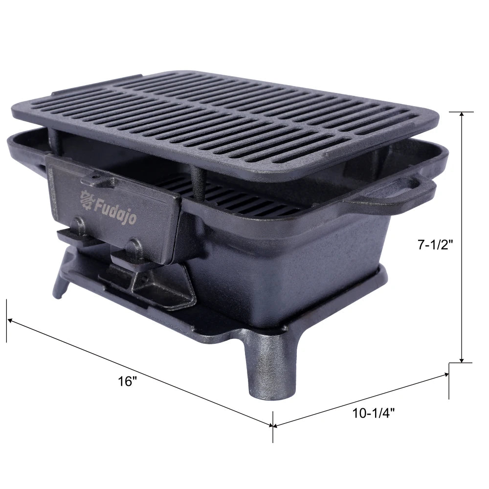 Portable Oval Cast Iron Enameled Grill