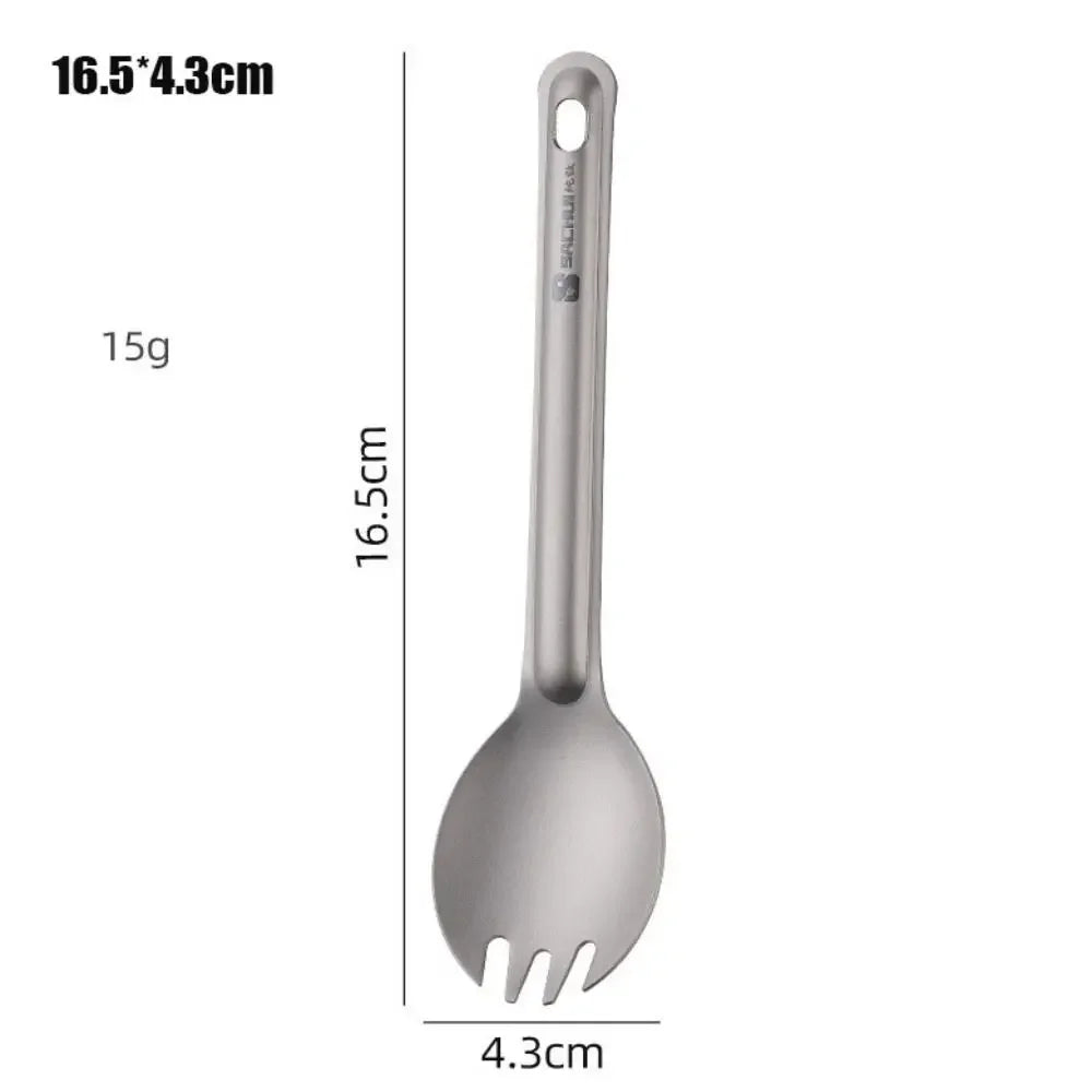 Lightweight Titanium Long Handle Spoon Fork For Camping EDC