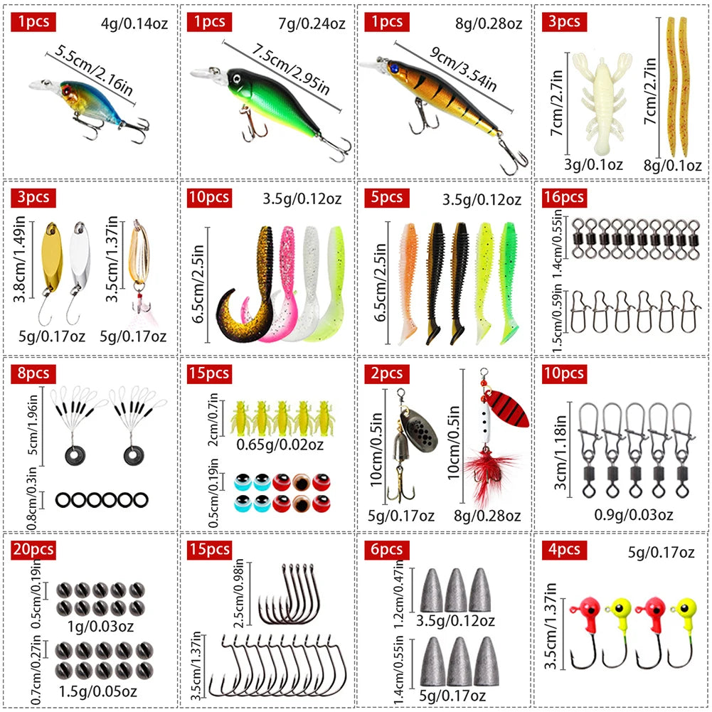 Shunmaii Fishing Lure Kit Soft And Hard Baits For Bass