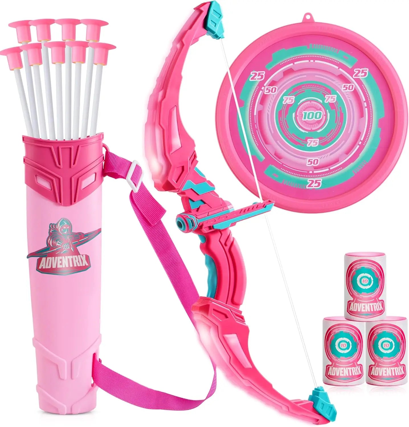 Joyfy LED Light Up Kids Bow and Arrow Set With Suction Cup Arrows Outdoor Play Gift