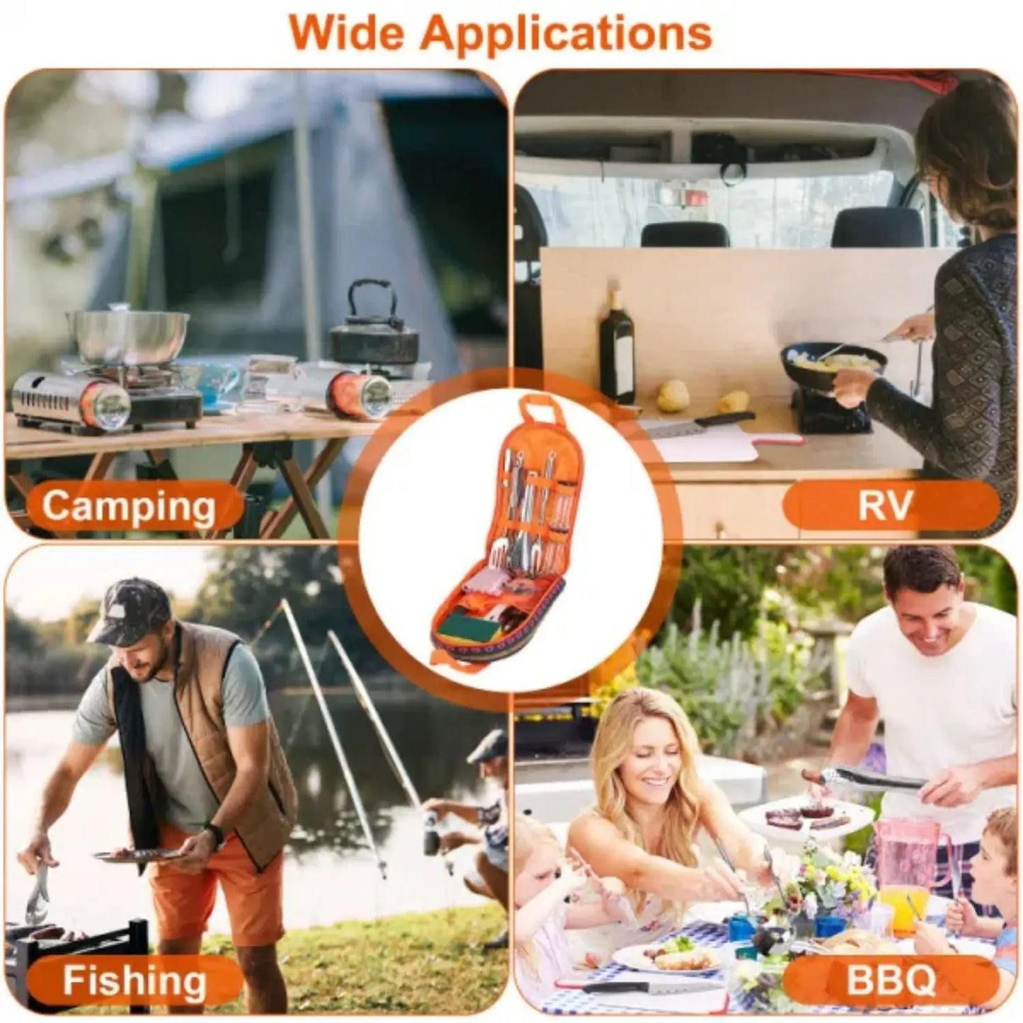 Camping Cookware Kit With Storage Bag And Tableware