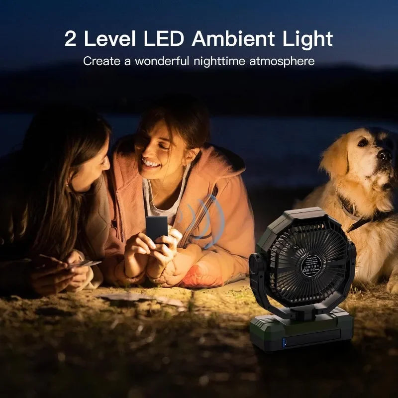 AUKYGGUS 3 In 1 Rechargeable Camping Fan With Light Remote