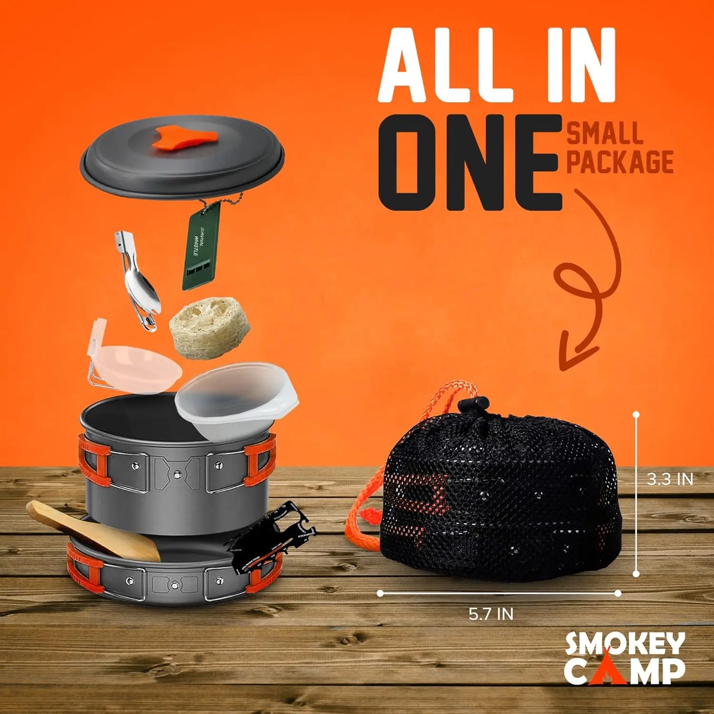 Camping Cookware Mess Kit All In One Nonstick Stove Set